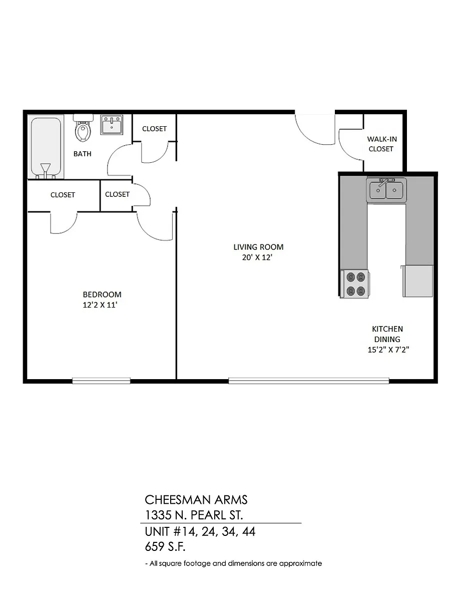 Floor plan 1 Bedroom, 1 Bath