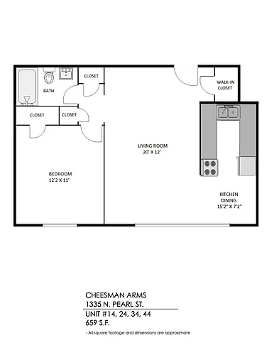 Floor plan 1 Bedroom, 1 Bath