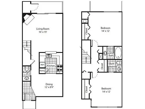 Floor plan 2 Bed 2 Bath