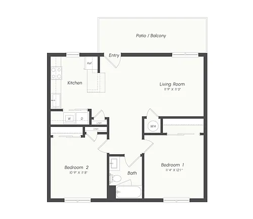 Floor plan 2B1 | 2 Bed | 1 Bath