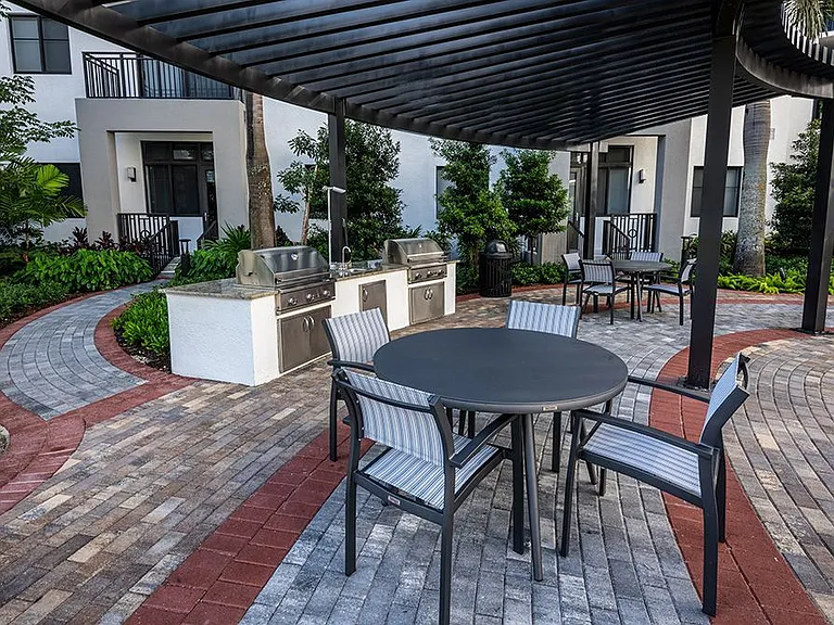 Courtyard seating area with grills