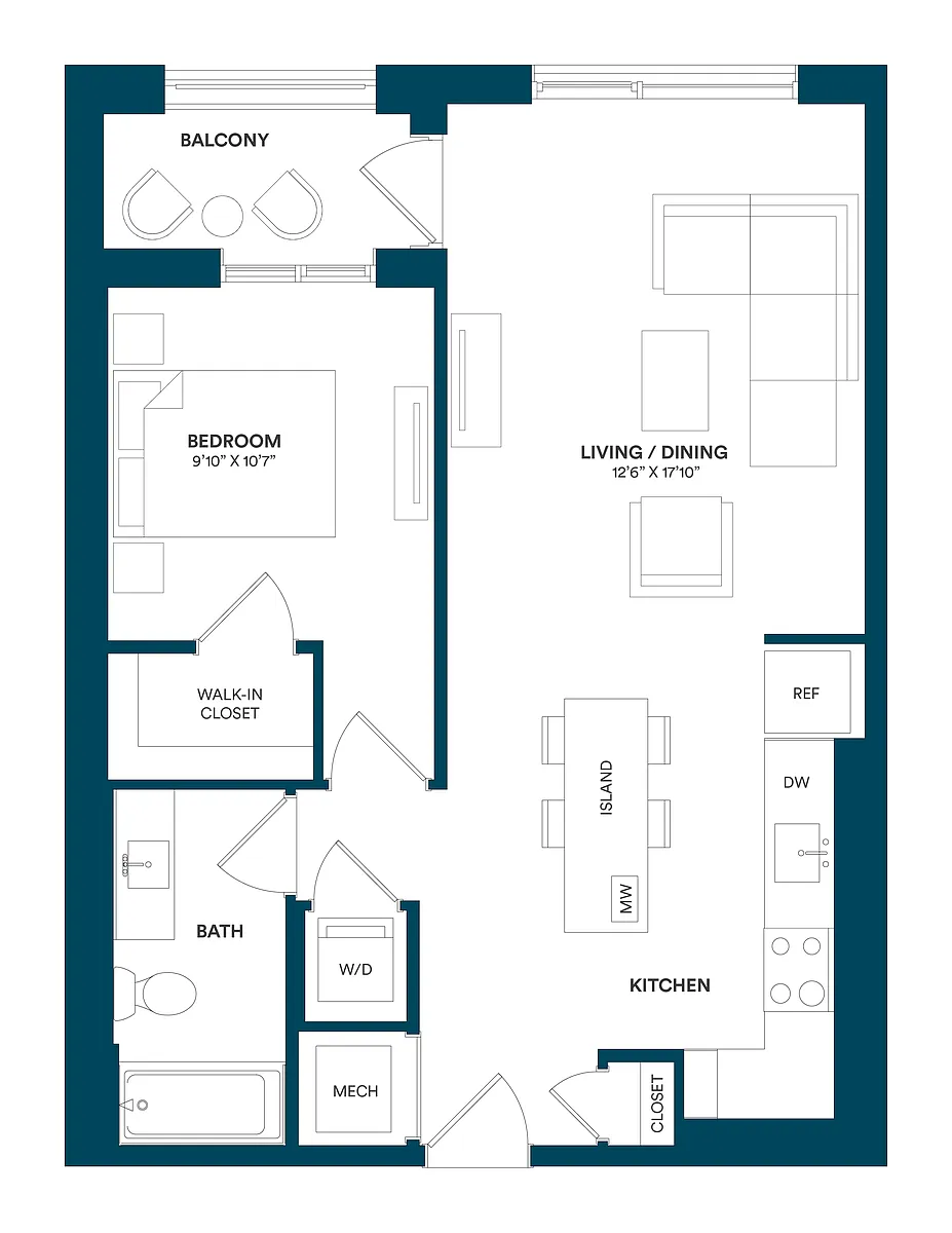 Floor plan 1 Bed/1 Bath-C TYP 03
