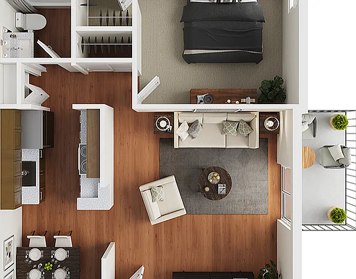1 BR x 1 BA - B Floorplan - Classic 1 BR x 1 BA - B Floorplan - Classic
