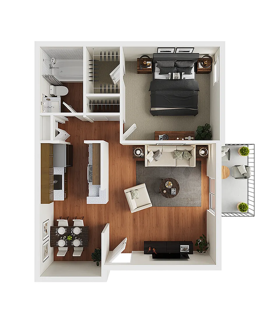 Floor plan 1 BR x 1 BA - B
