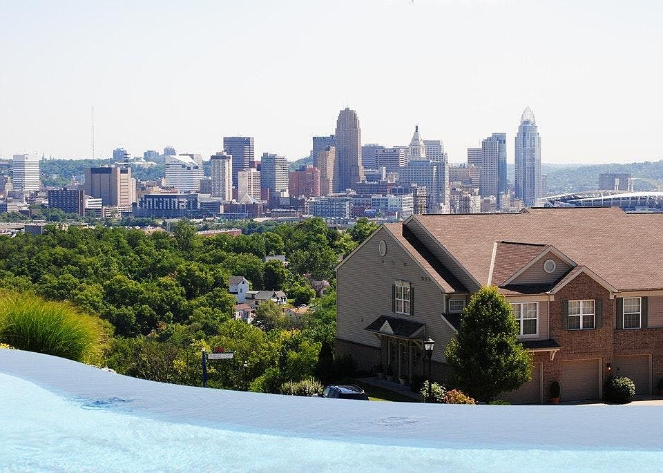 View of downtown from the community infinity pool