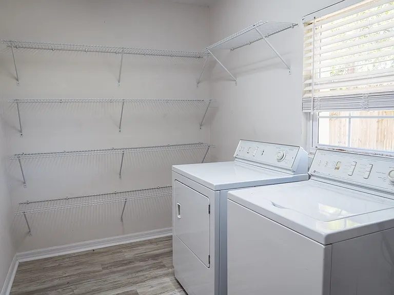 Laundry Room(Brand New Storage Shelfing// Washer+Dryer Included in Rental)