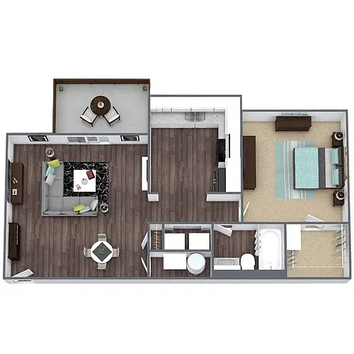 Floor plan A1: 1 Bed 1 Bath