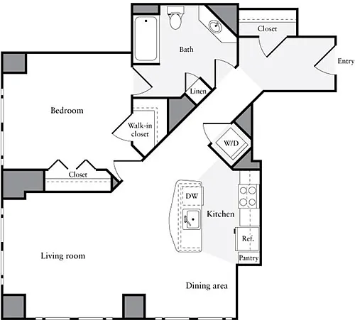Floor plan 1 Bedroom L
