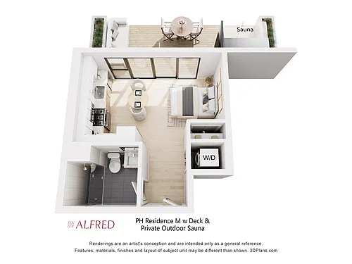 Floor plan PH Residence M w Deck & Private Sauna