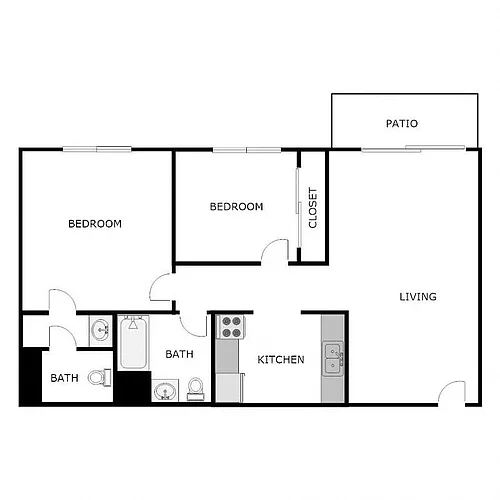 Floor plan 2 Bed 1.5 Bath