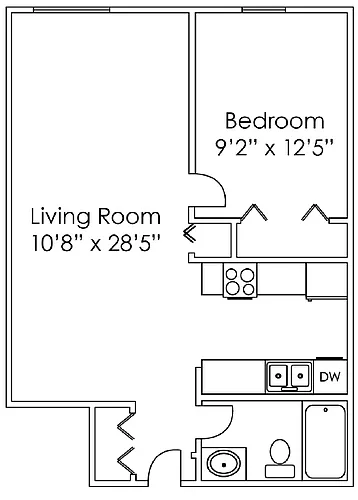 Floor plan 1 Bedroom A