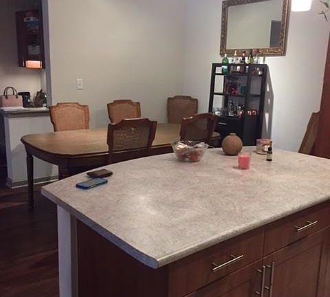 Island open to dining room