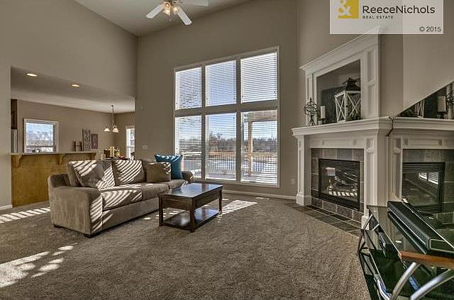 Living room  with a perfect view of the water!