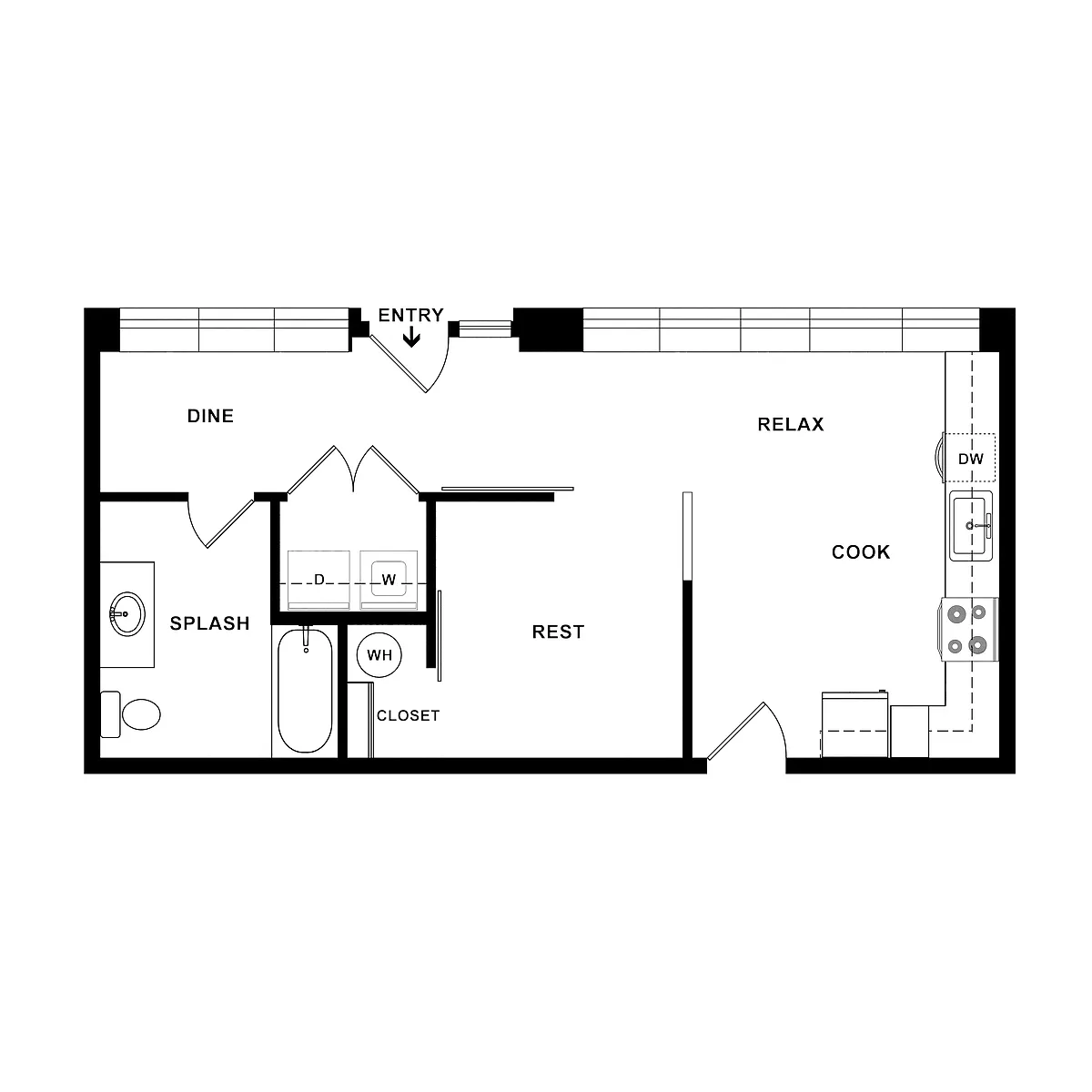 Floor plan 1 Bed/1 Bath Live/Work-Double Stack
