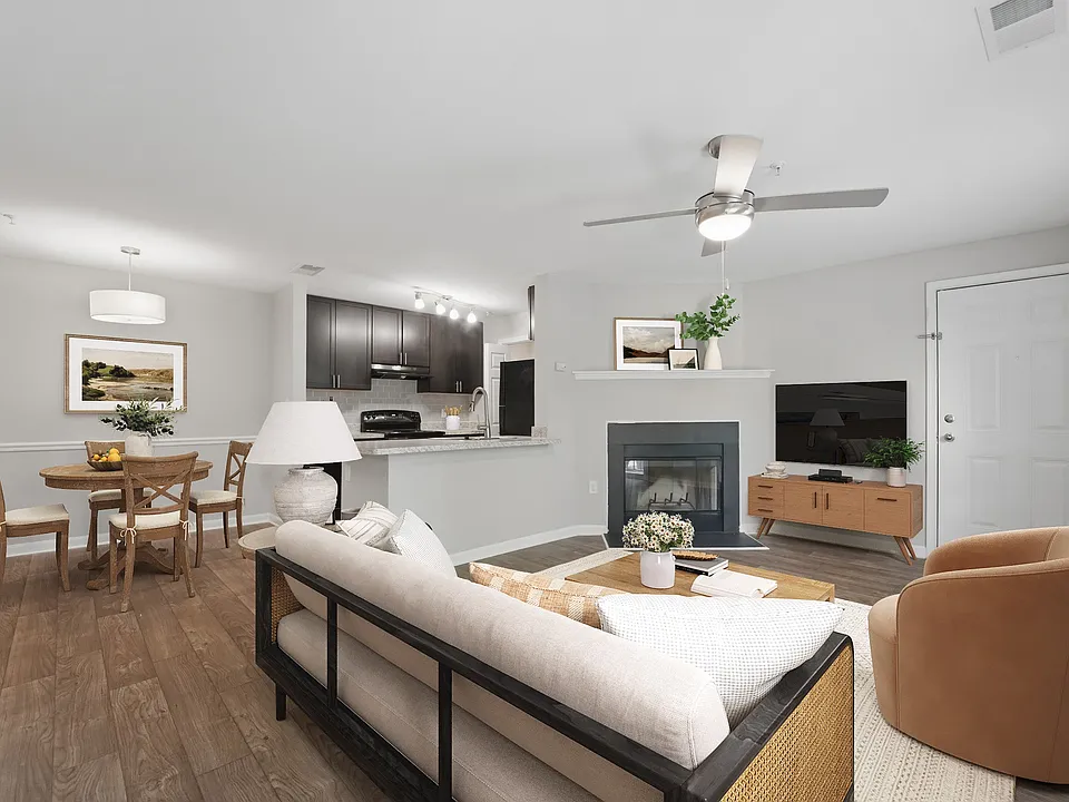 Elevate your lifestyle at Eagle Rock Apartments at Abingdon. This inviting living space features modern finishes, an open layout, and a cozy fireplace, perfect for relaxation and entertainment. Explore your new home today and make it yours!