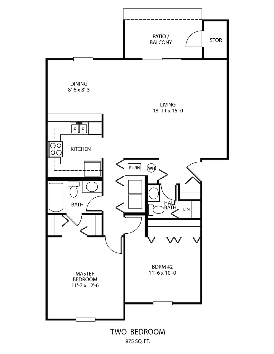 Floor plan Two Bedroom - Large - A