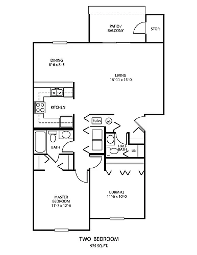 Floor plan Two Bedroom - Large - A