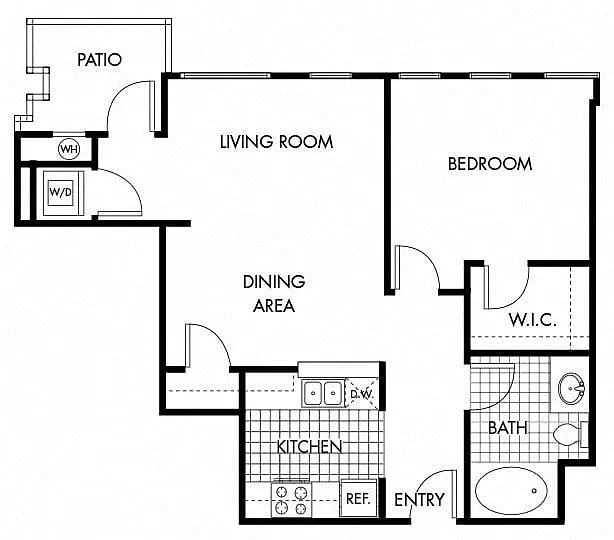 Floor plan 1 Bedroom, 1 Bathroom