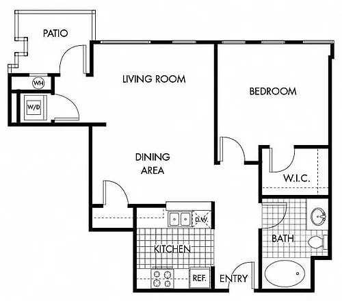 Floor plan 1 Bedroom, 1 Bathroom