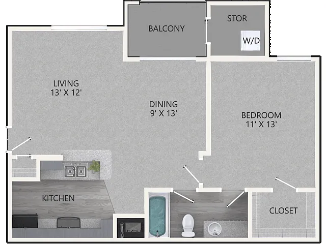 Floor plan 1 BEDROOM