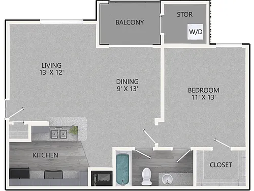 Floor plan 1 BEDROOM