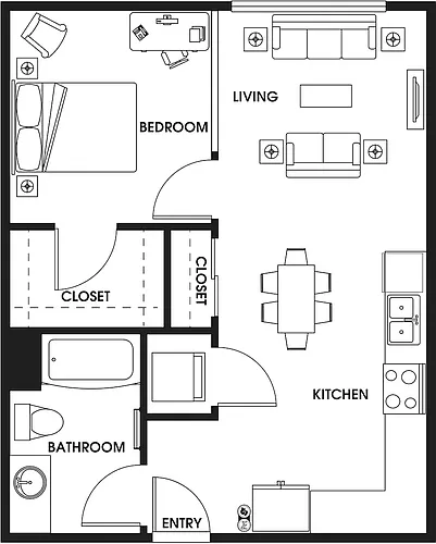 Floor plan U2 Open One Bed