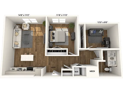 Floor plan A1D-895sf-FinishIV