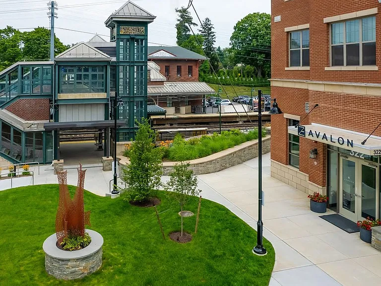 Community entrance and the Harrison Metro-North Station