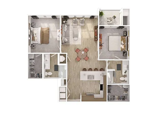 Floor plan B5 - Two Bedroom, Two Bathroom