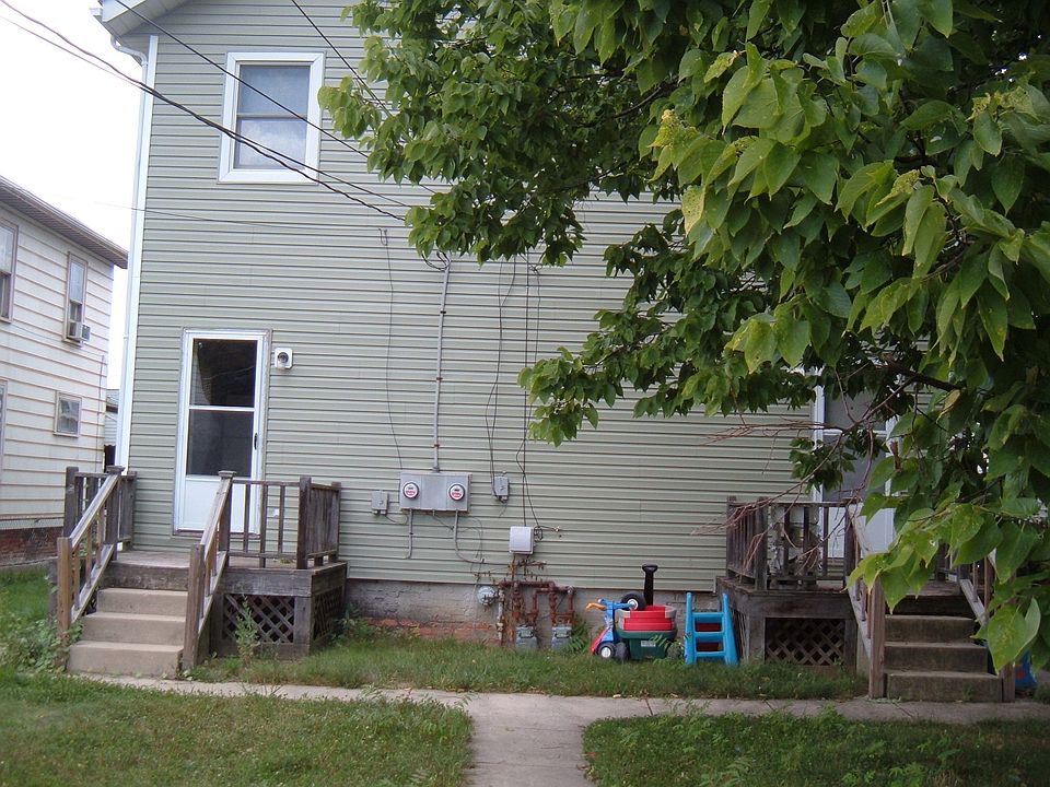back door and fenced backyard