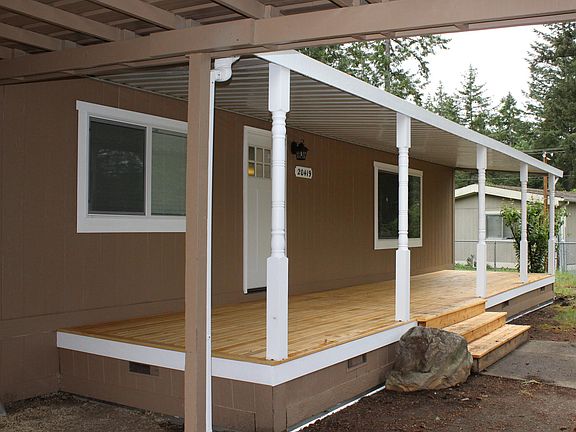Front door, large, covered deck