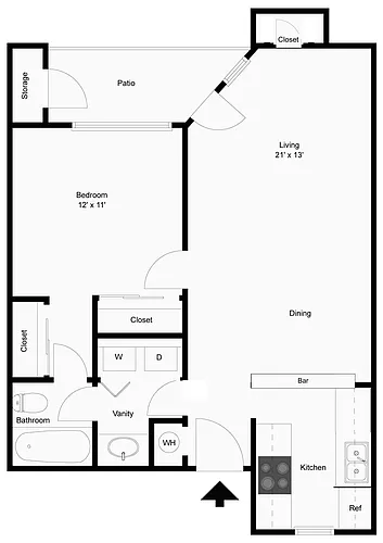 Floor plan A1UPG - Premium Renovated One-Bedroom