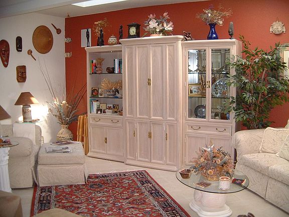 Living room with skylights