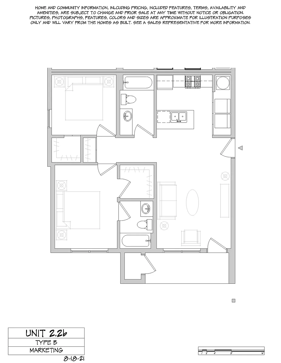 Floor plan 2 Bed 2 Bath A