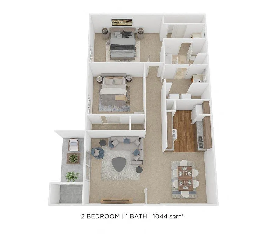Floor plan Two Bedroom- 1044 sqft