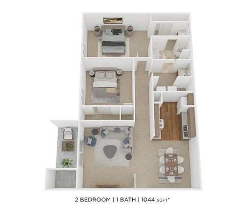Floor plan Two Bedroom- 1044 sqft