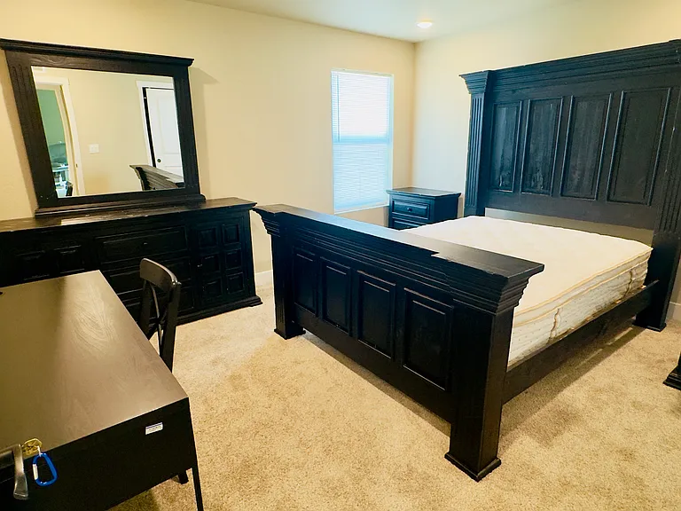 FULLY Furnished: Brand new Queen Size Bed, Dresser, Office Table, Nightstand, TV