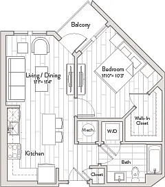 Floor plan 1 Bed/1 Bath-A1m1