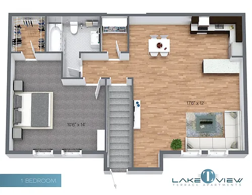 Floor plan Renovated 1 Bedroom