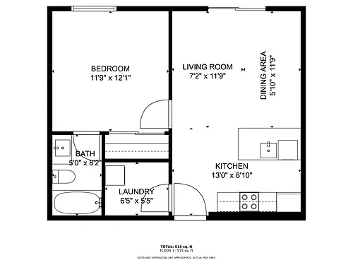 Floor plan One bedroom-Standard