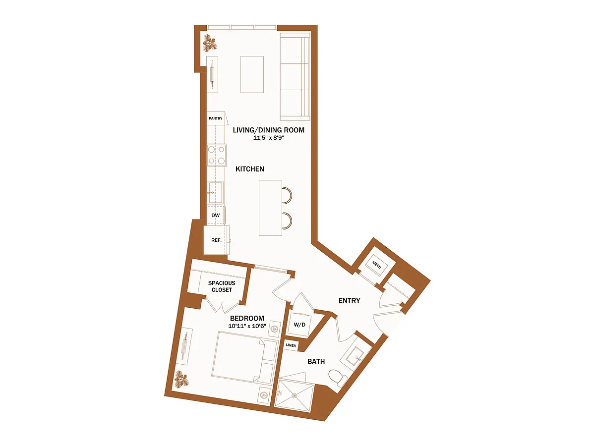 Floor plan A7.1 - Jr 1 Bed | 1 Bath