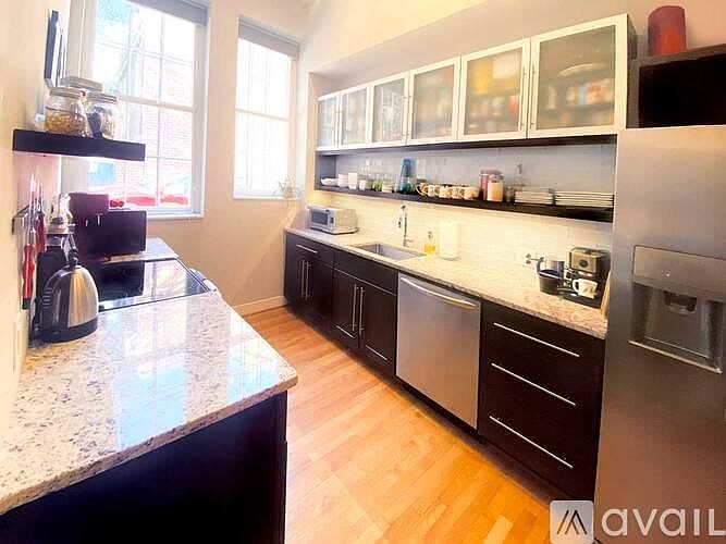 kitchen with open shelves