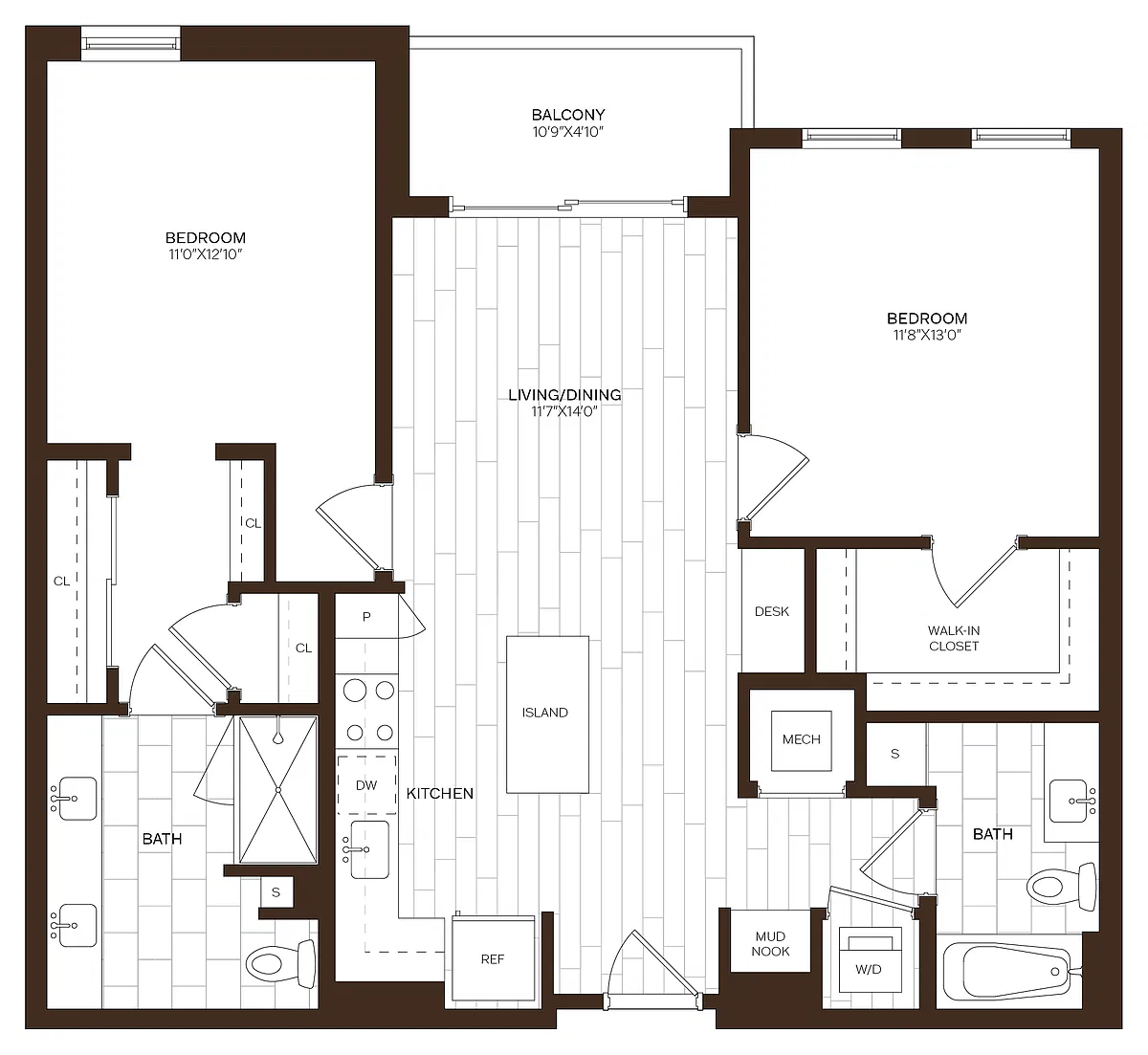 Floor plan 2 Bed/2 Bath-B18