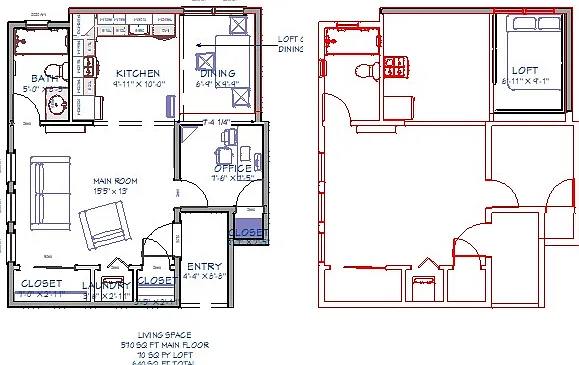 Floor plan shows main floor plus upper loft.