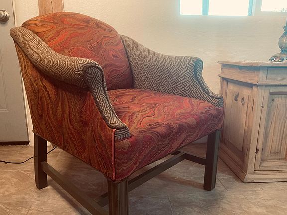 living room chair with 2 side cabinets