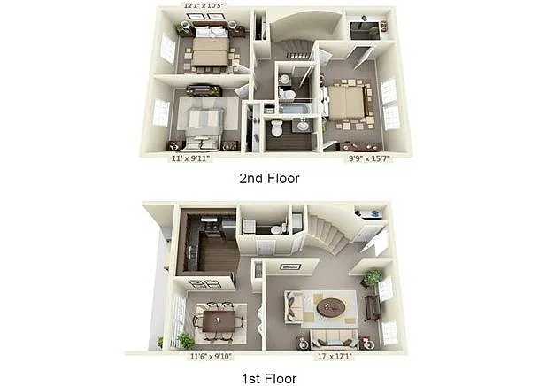 Floor plan Three Bedroom Townhouse