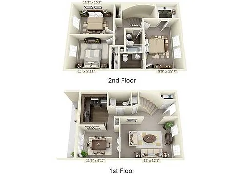 Floor plan Three Bedroom Townhouse
