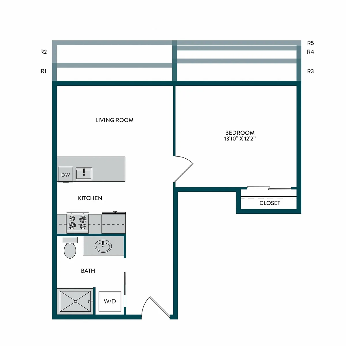 Floor plan 1BR 1BA A