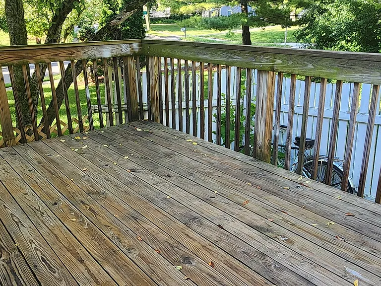 View of shared side yard from shared comfortable private deck