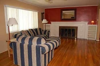 Gas log fire place in the living room is stunning!